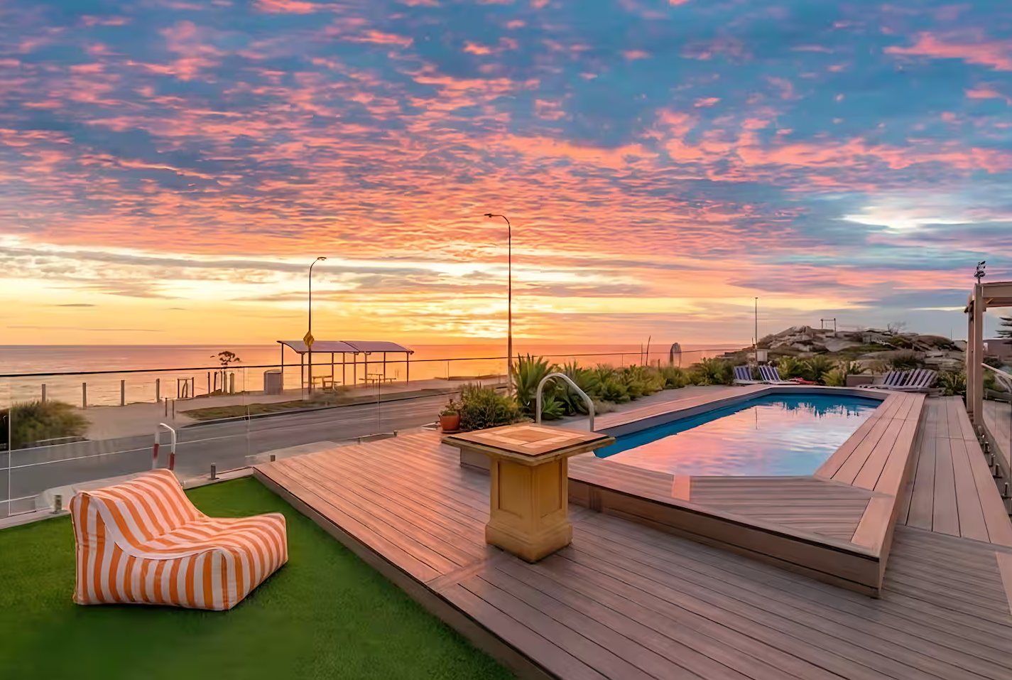 Dawn over the private pool deck